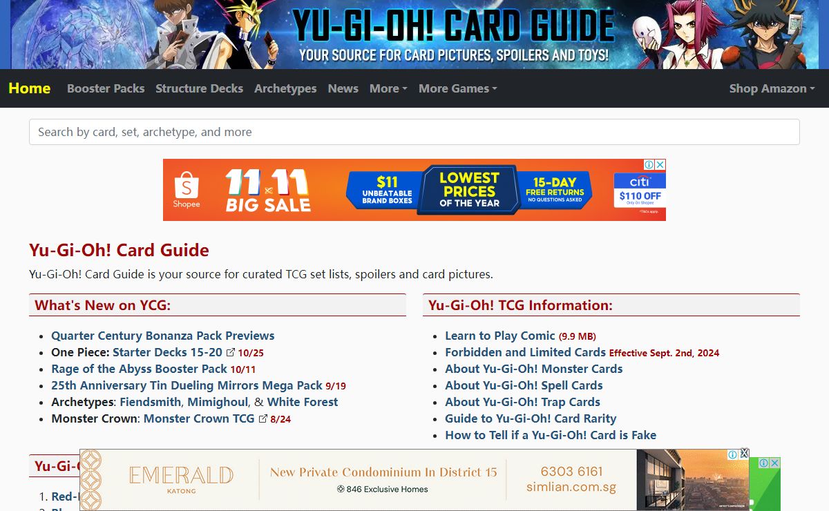 Yu-Gi-Oh! Card Guide: Database with Pictures, Lists and Spoilers