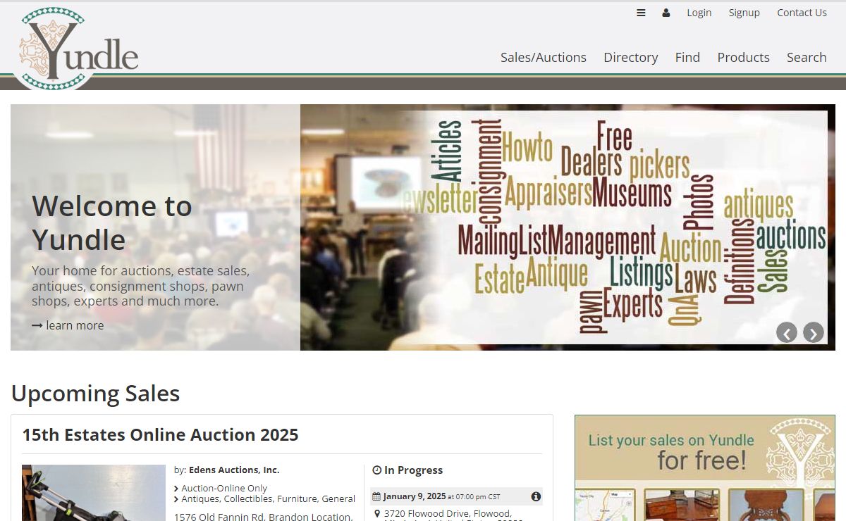 Auctions, Estate Sales, Antiques and Much More - Yundle.com
