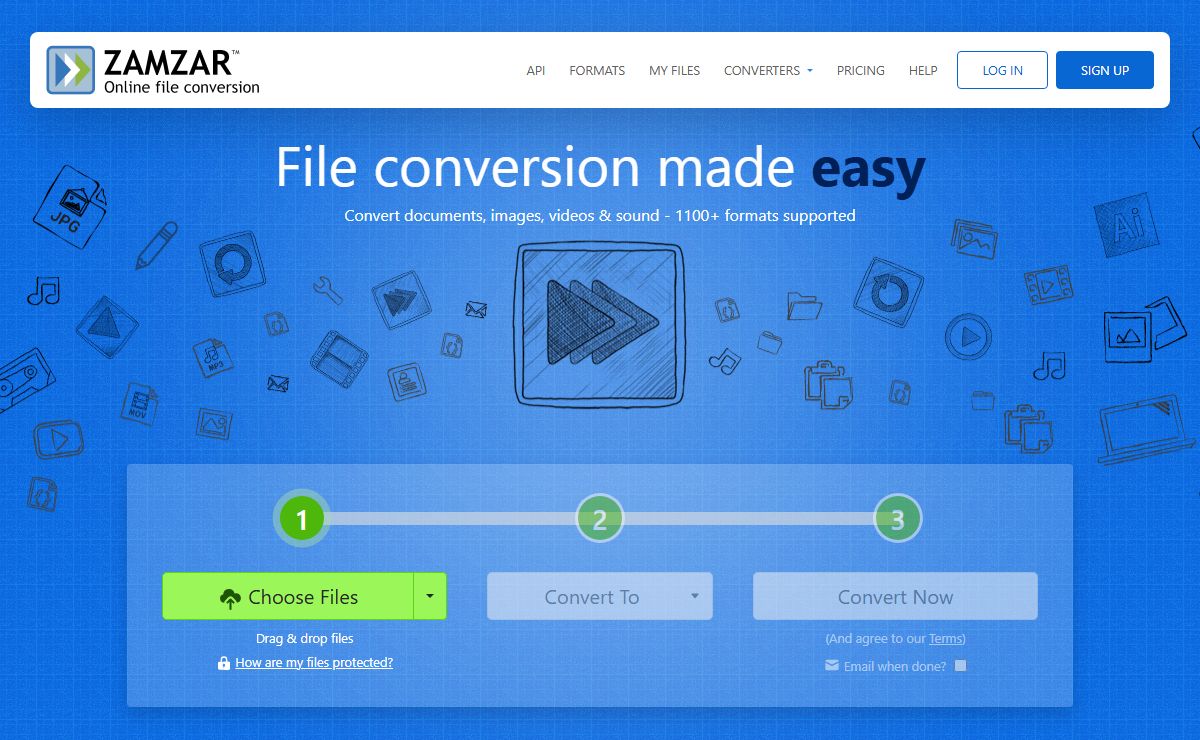 Zamzar - video converter, audio converter, image converter, eBook converter
