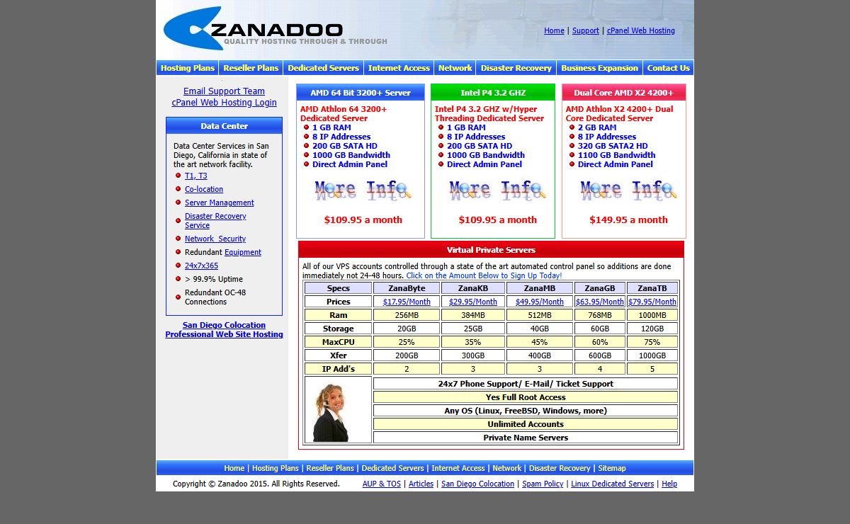 Web Hosting, Linux Web hosting, Dedicated Hosting, Reseller Hosting, Web hosting San Diego - Zanadoo