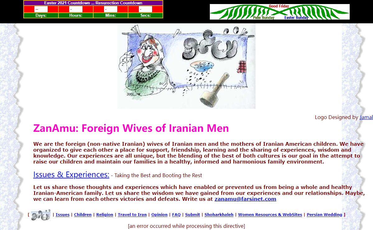 Zanamu Website for American and European Wives of Iranian Husbands