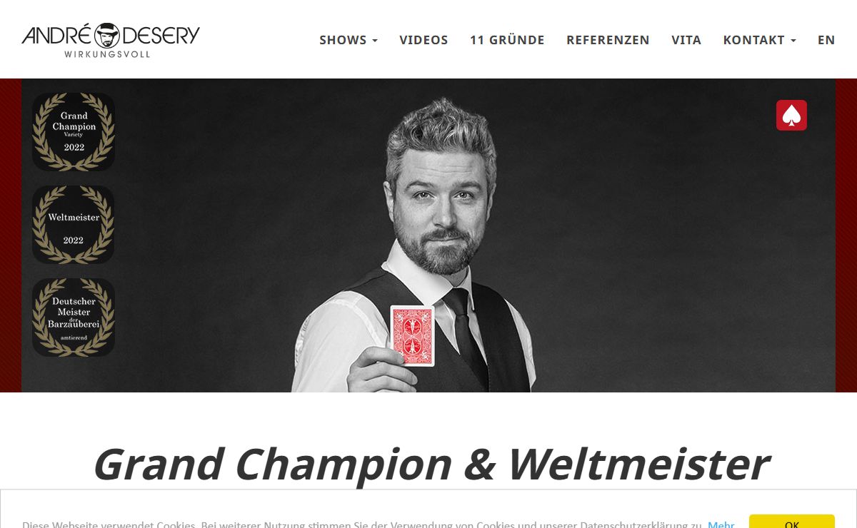 Zauberer ♠ | Weltmeister & Ihr Experte | André Desery