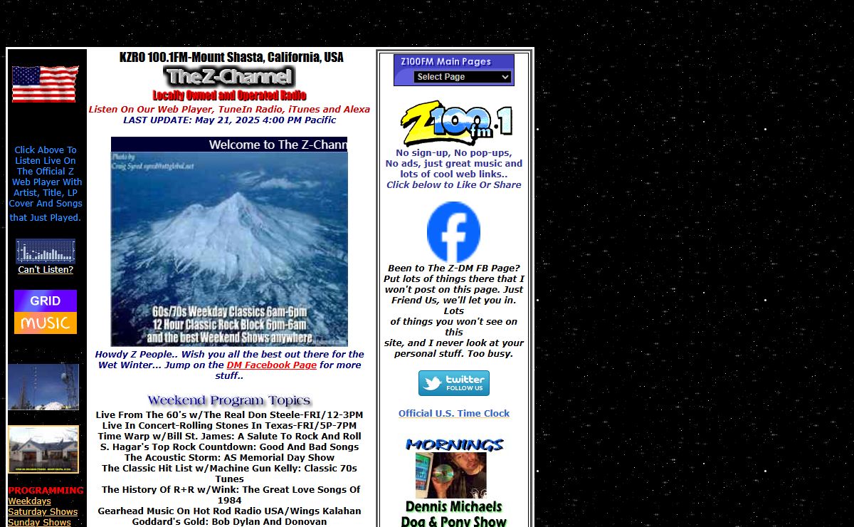 KZRO-Z100FM-ZCHANNELRADIO/Live FM from Mt.Shasta,CA-USA