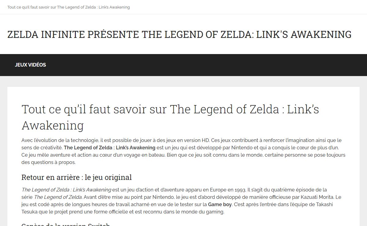 Tout ce qu'il faut savoir sur The Legend of Zelda : Link's Awakening - Zelda Infinite présente The Legend of Zelda: Link's awakening