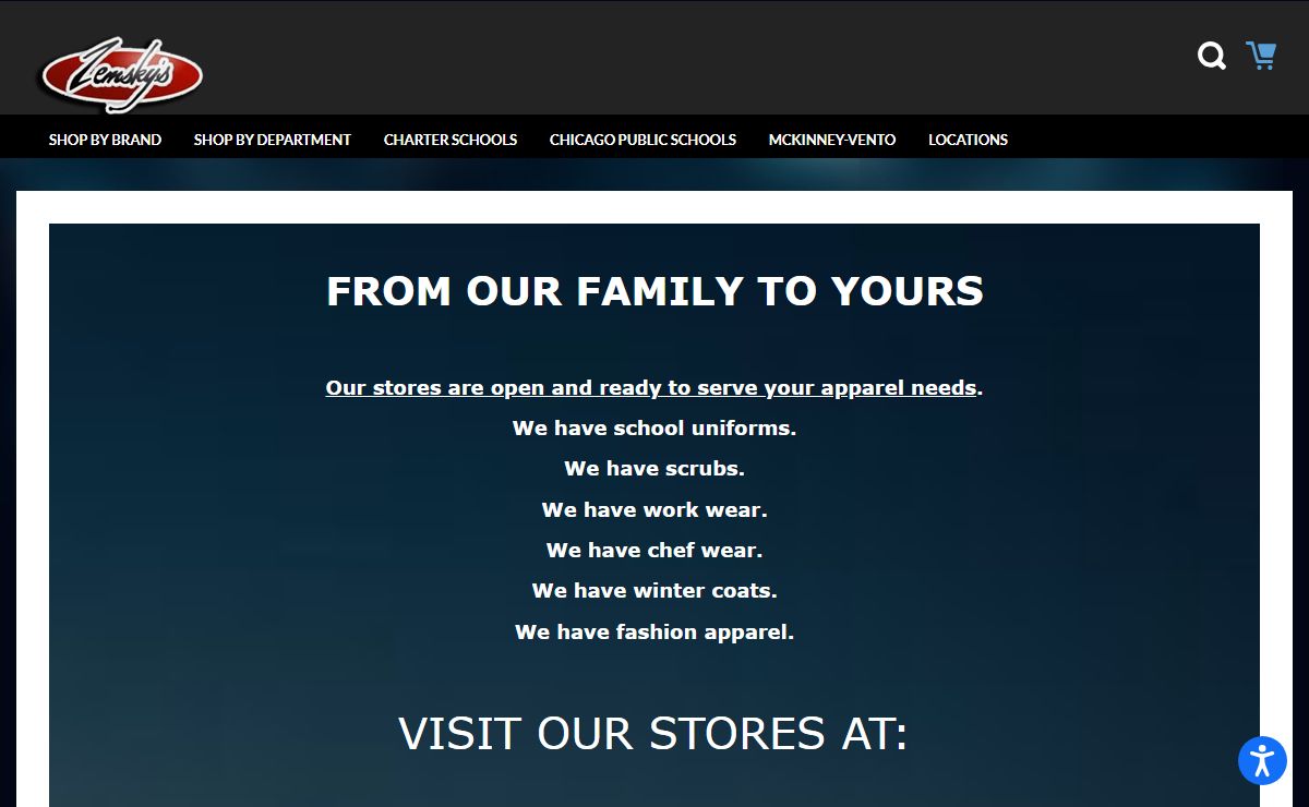 Zemsky's Workwearforless featuring Dickies workwear, school uniforms and medical scrubs. Carhartt jackets, jeans, bibs and coveralls, French Toast boys and girls school uniforms, Chicago Public and Charter School uniforms, Cherokee medical scrubs
