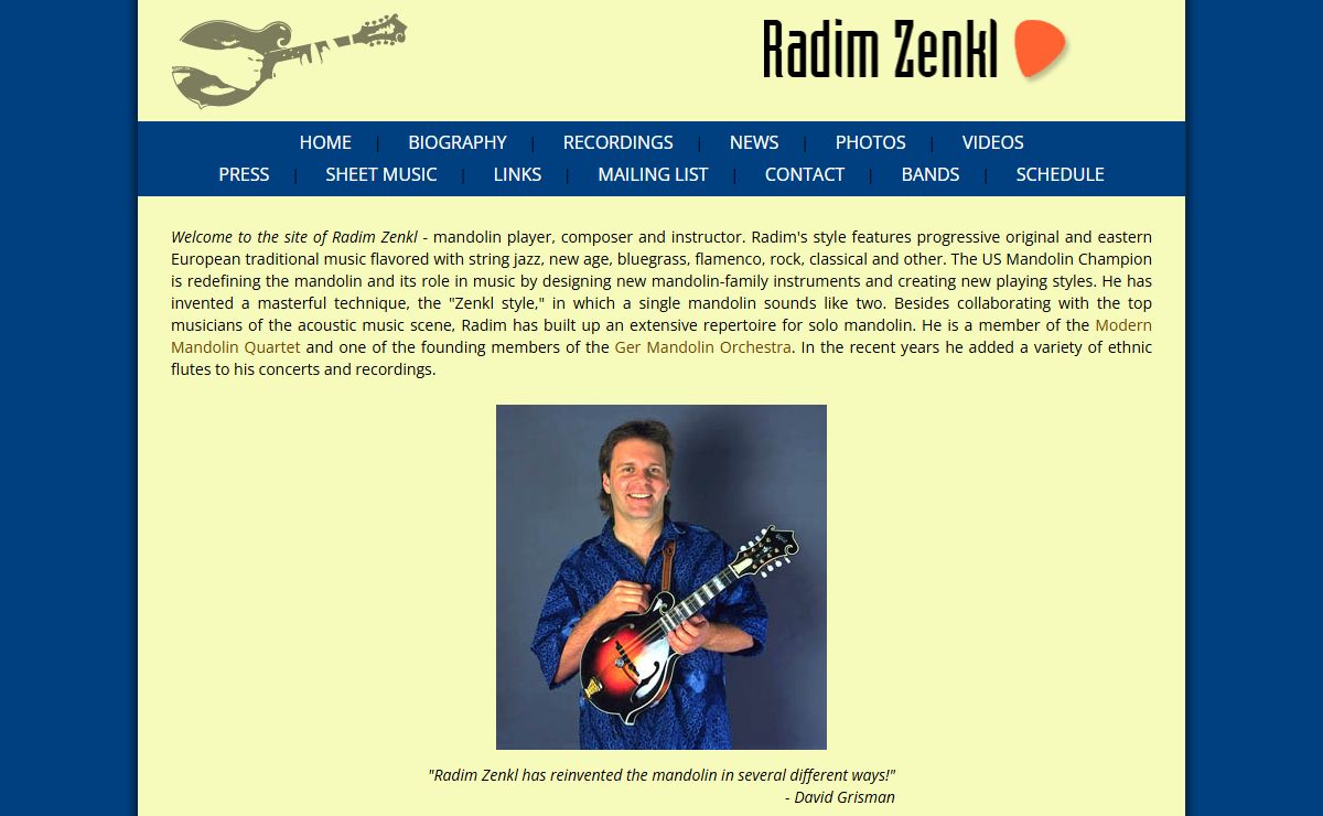 Radim Zenkl's Home Page - Mandolin Music