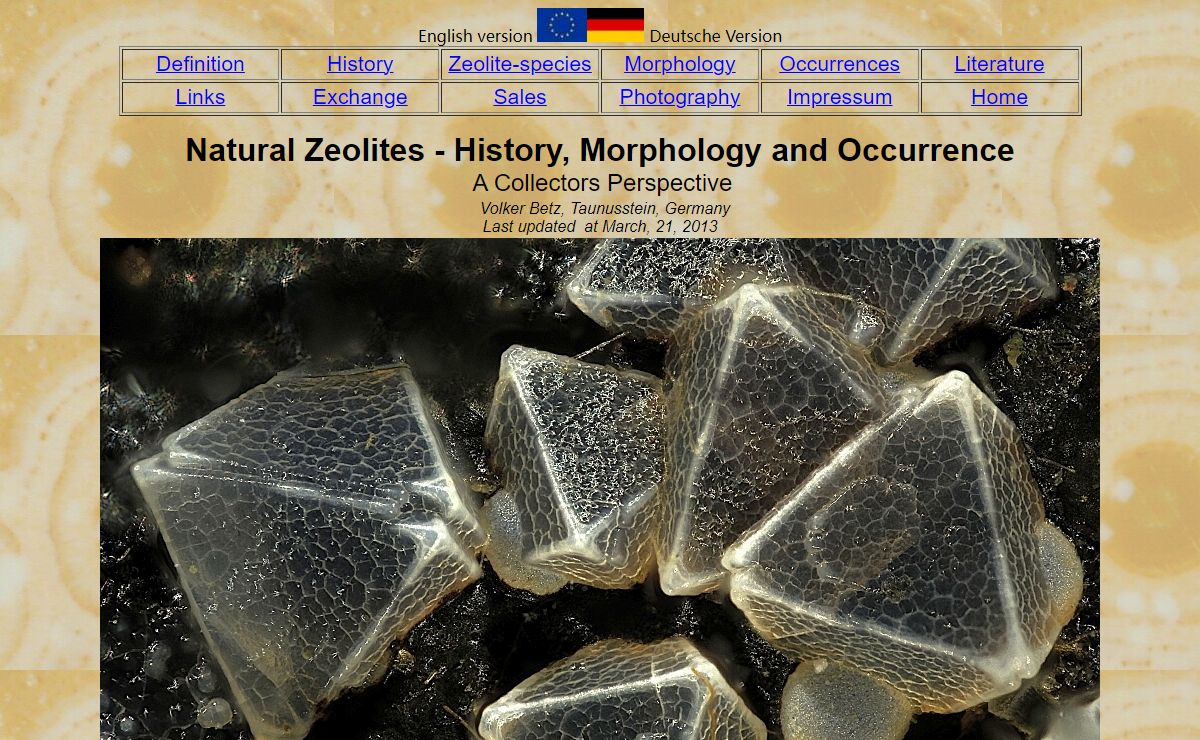 The Zeolite Homepage of Volker Betz