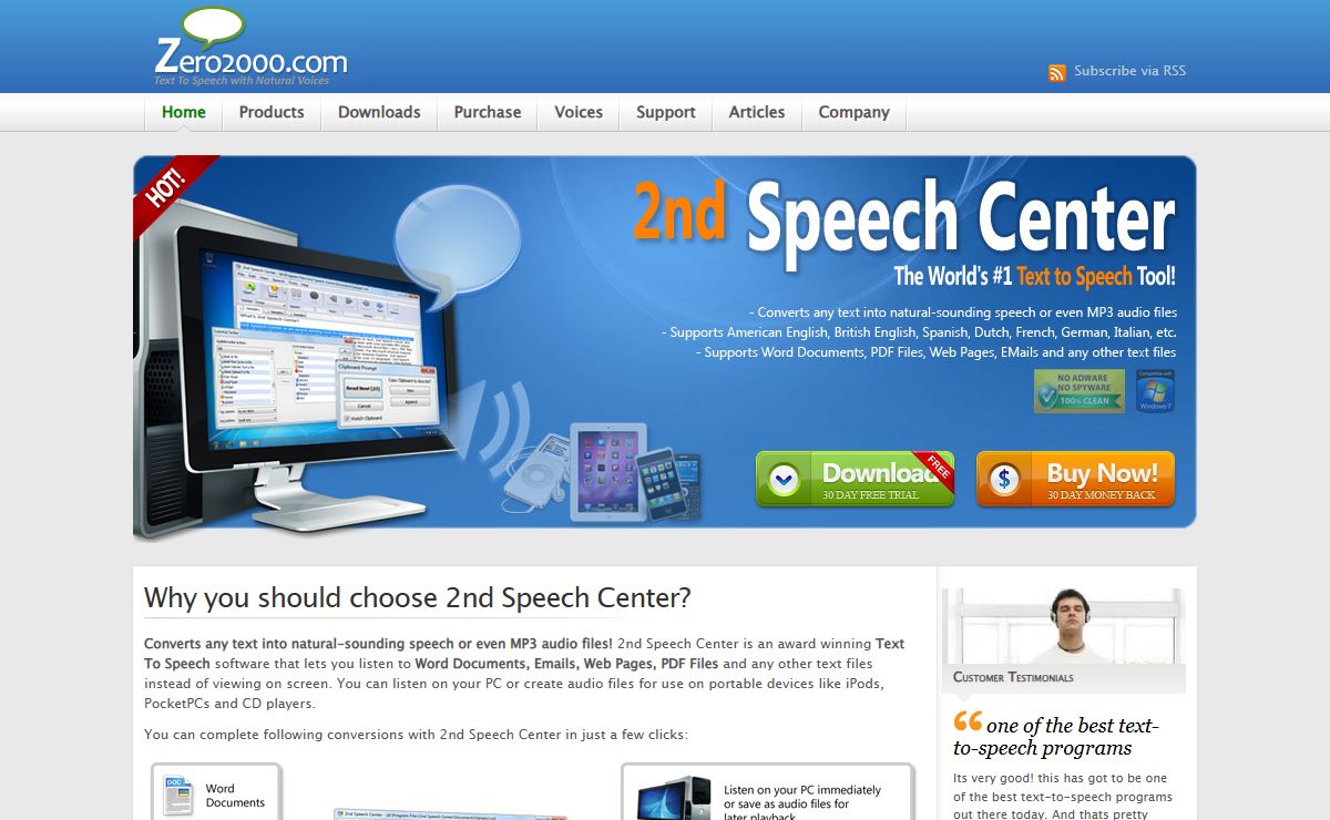 Text To Speech Software with Free Natural Voices | Zero2000.com