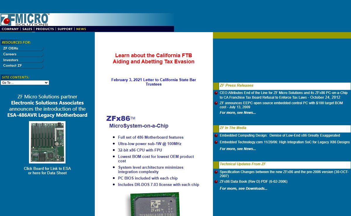 Welcome to the ZF Micro Solutions, Inc. Web Site