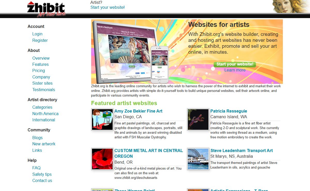 DIY art websites for artists and the creative community