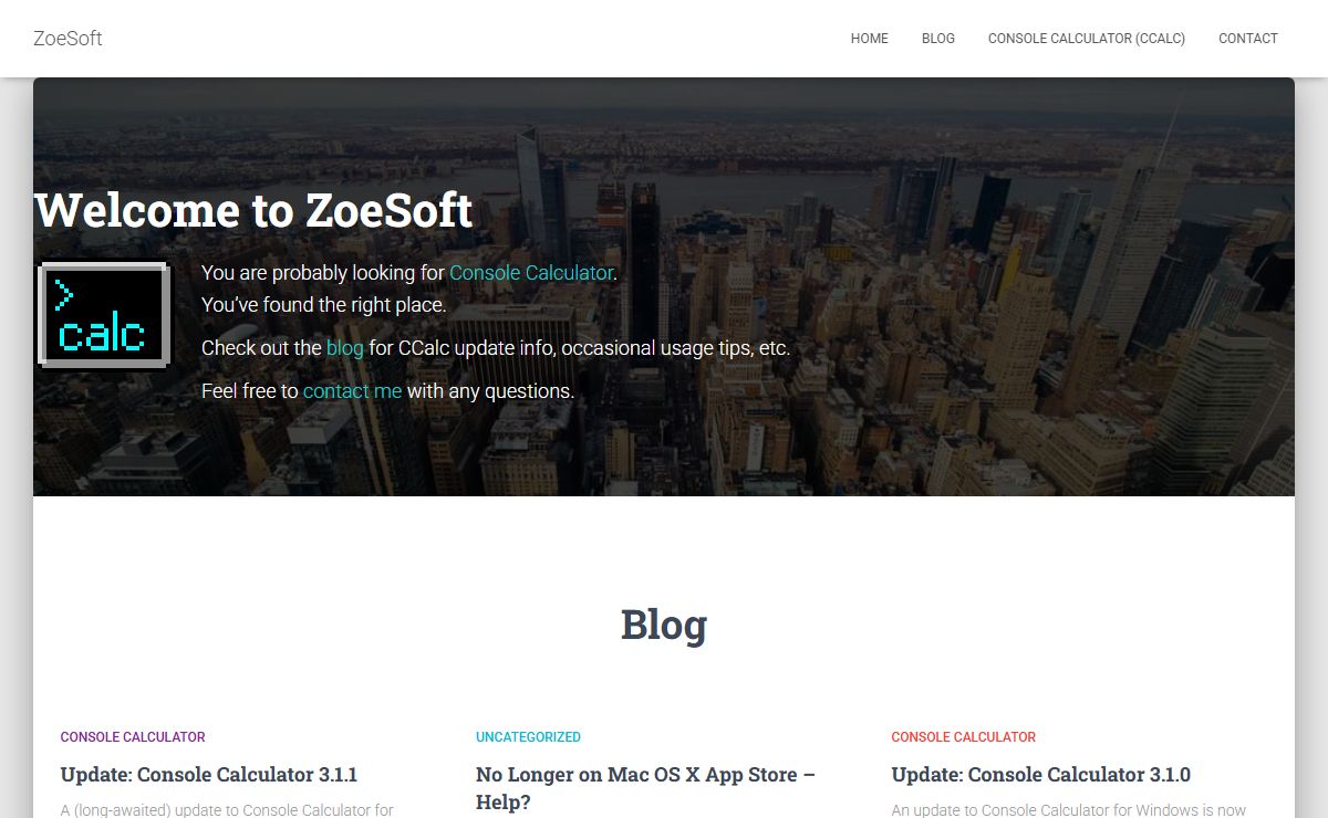 ZoeSoft – home of the console calculator