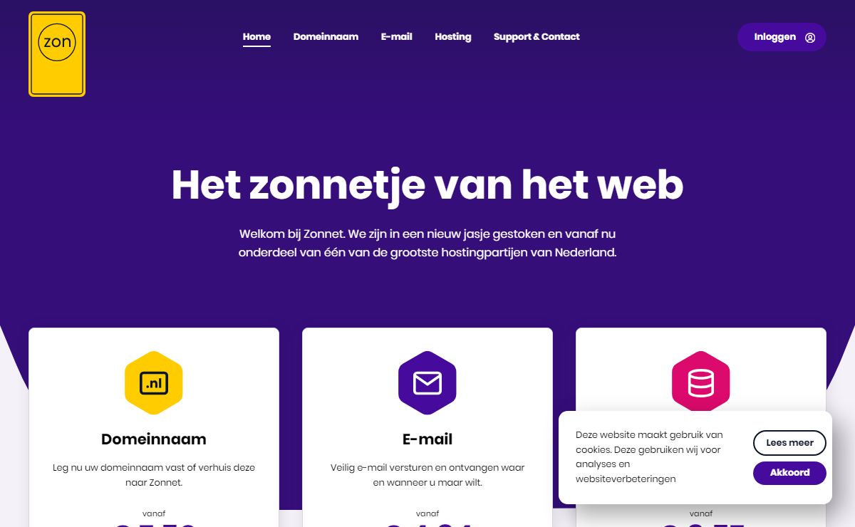 Zonnet - Domeinnaam, e-mail en hosting voor iedereen!