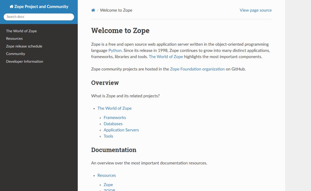 Welcome to Zope — Zope Project and Community documentation