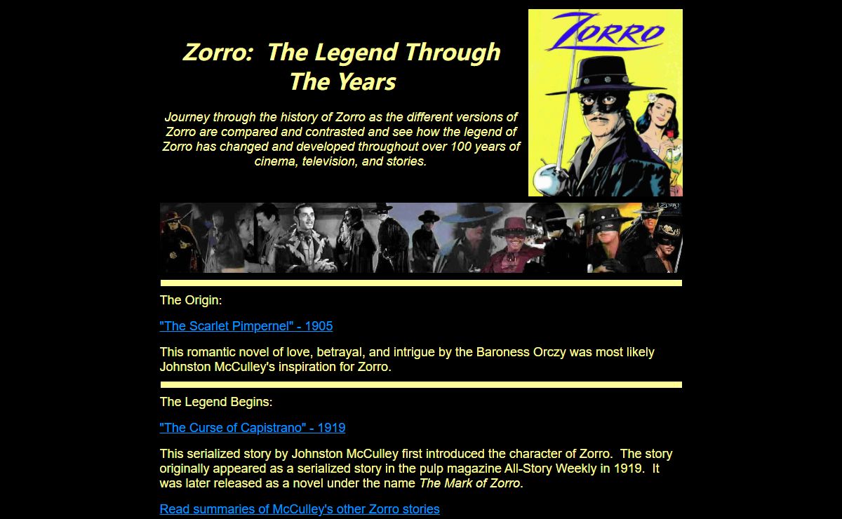 The Zorro Legend Through The Years