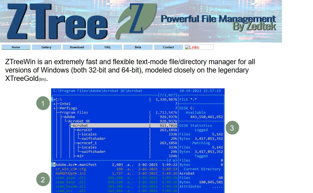 ZTreeWin File Manager (XTree compatible)