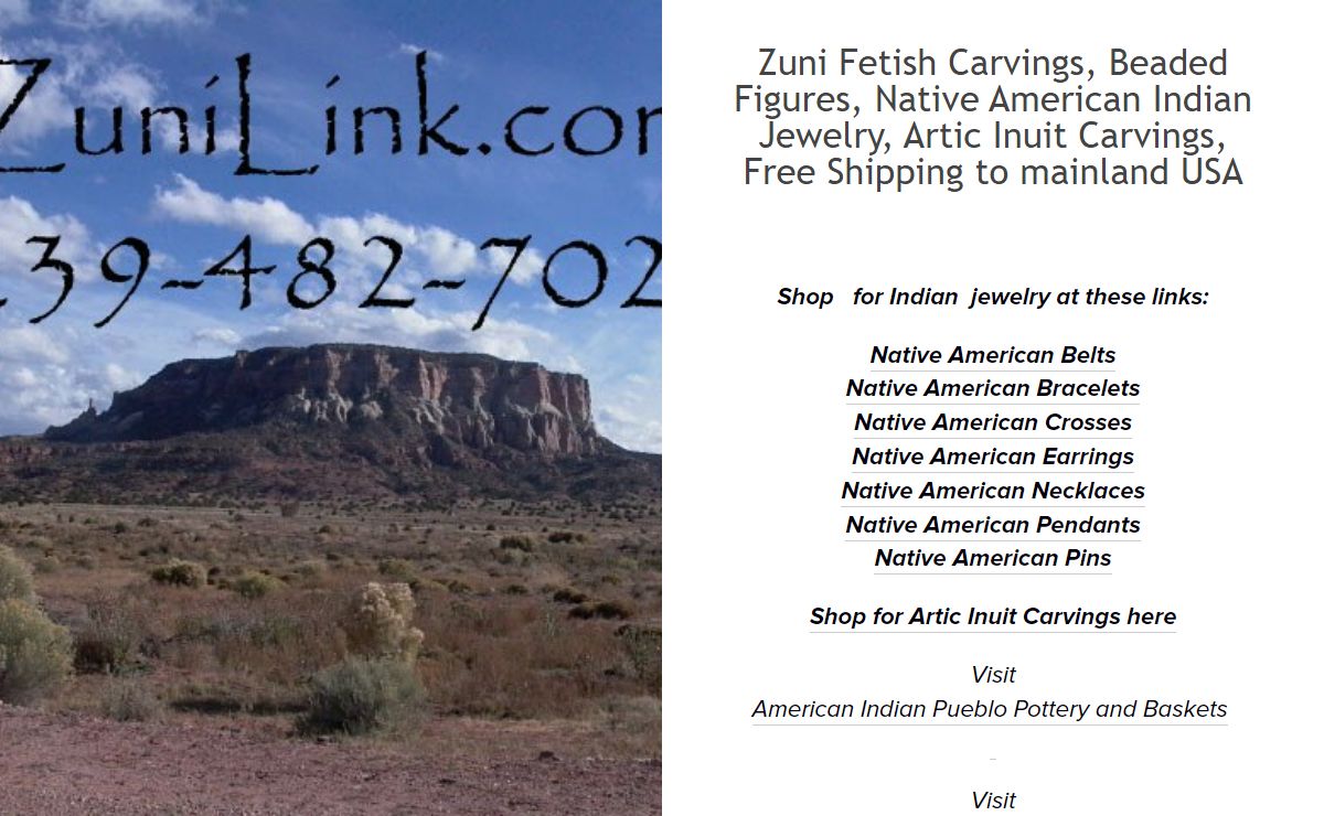 Find Zuni fetishes, Inuit carvings, Native American jewelry