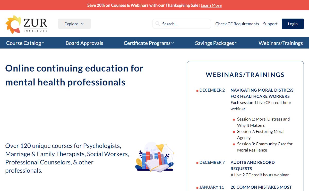 CE CEUs for Psychologists, LMFTs, Social Workers, Counselors, LPCCs and Nurses - Zur Institute