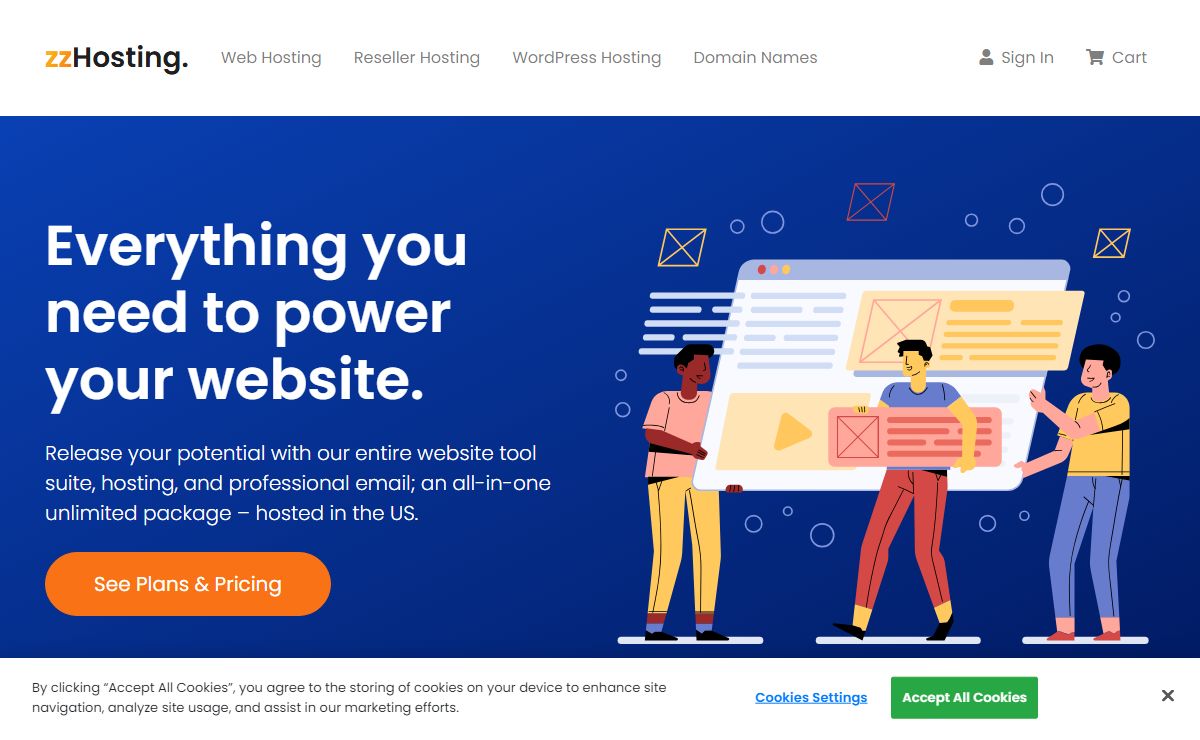Website, WordPress & Reseller Hosting + Domain Names | zzHosting