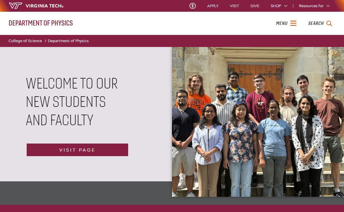 Home | Department of Physics | Virginia Tech
