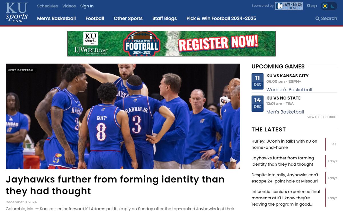 KU Sports - Kansas University Jayhawks Basketball, Football, Scores, Opinion