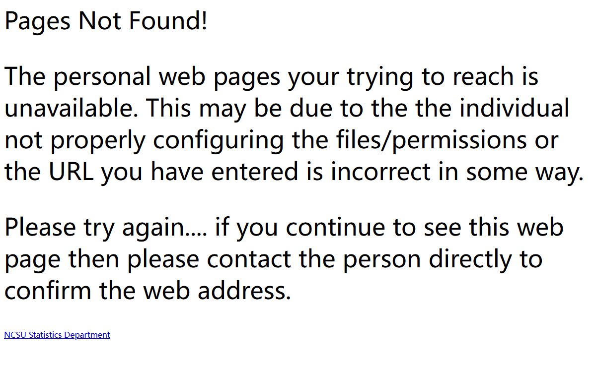 NCSU Statistics Personal Web Pages