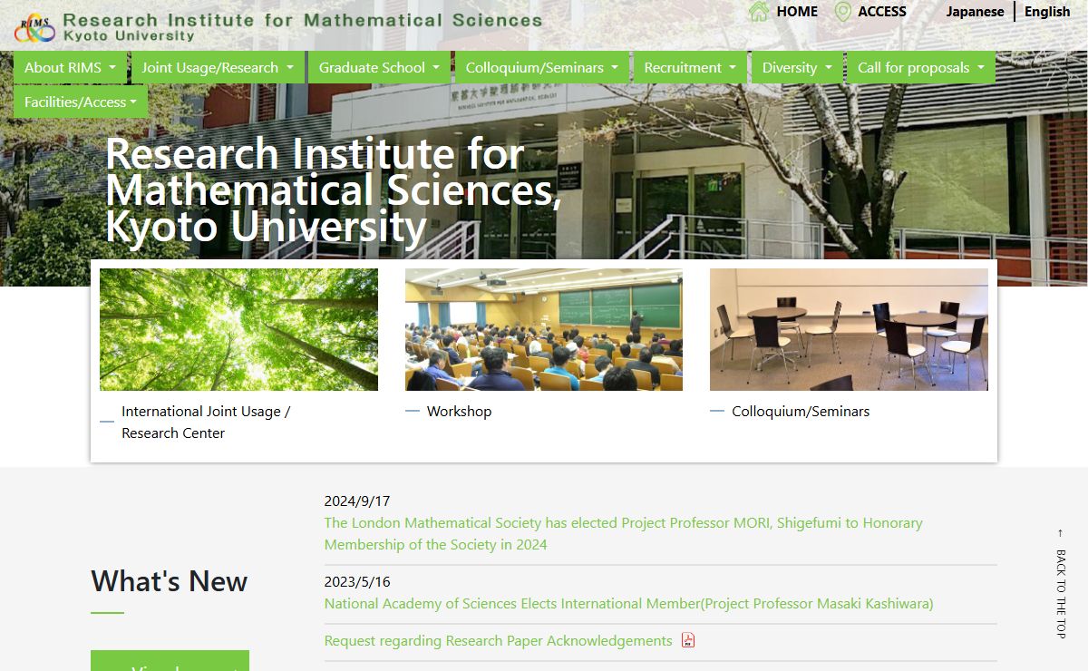 RIMS-Research Institute for Mathematical Sciences Kyoto University