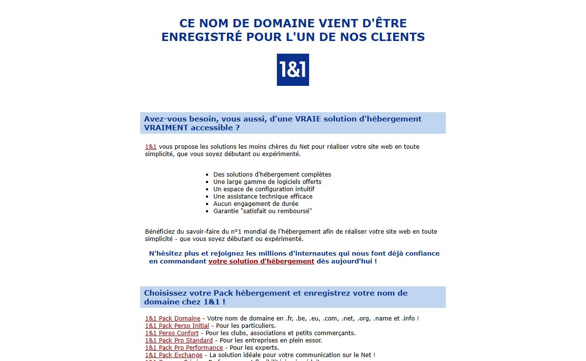 Hébergement, enregistrement de nom de domaine et services internet par 1&1 Internet