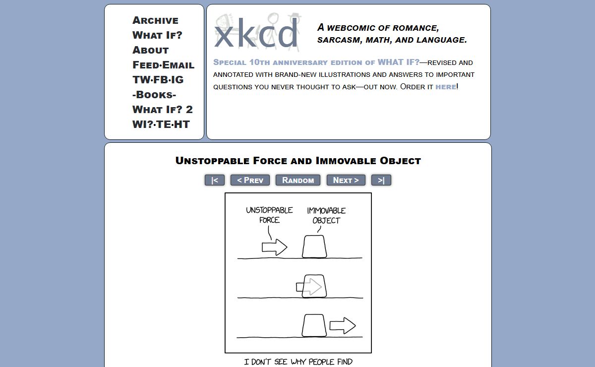 xkcd: Unstoppable Force and Immovable Object