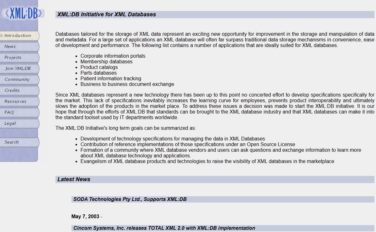 XML:DB Initiative: Enterprise Technologies for XML Databases