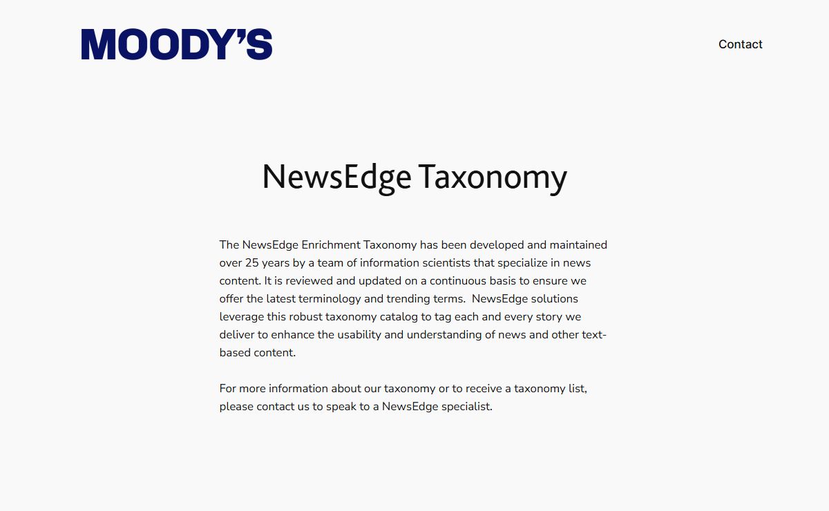 NewsEdge Enrichment Taxonomy