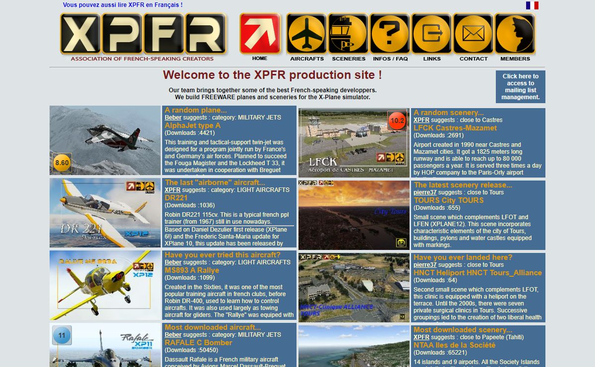 XPFR : Aircraft and Sceneries for X-Plane