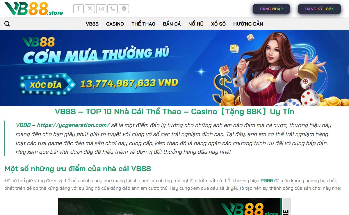 VB88 - TOP 10 Nhà Cái Thể Thao - Casino【Tặng 88K】Uy Tín