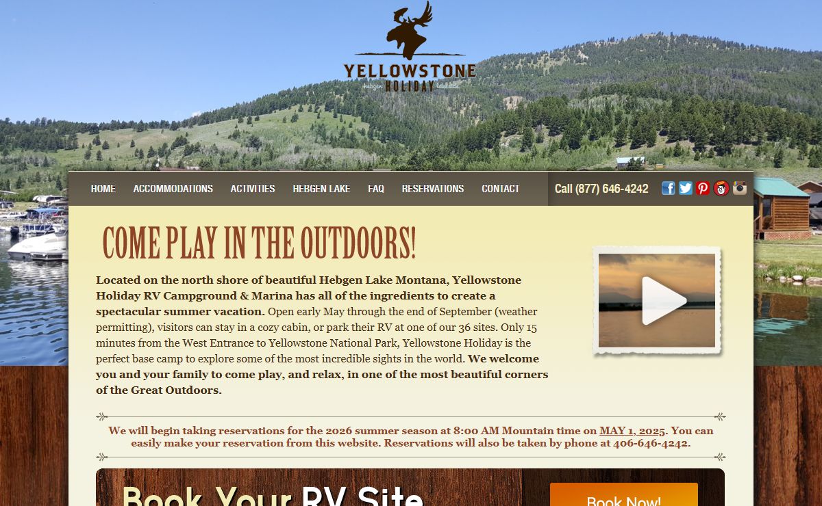 Yellowstone Holiday RV Campground and Cabins Near West Yellowstone