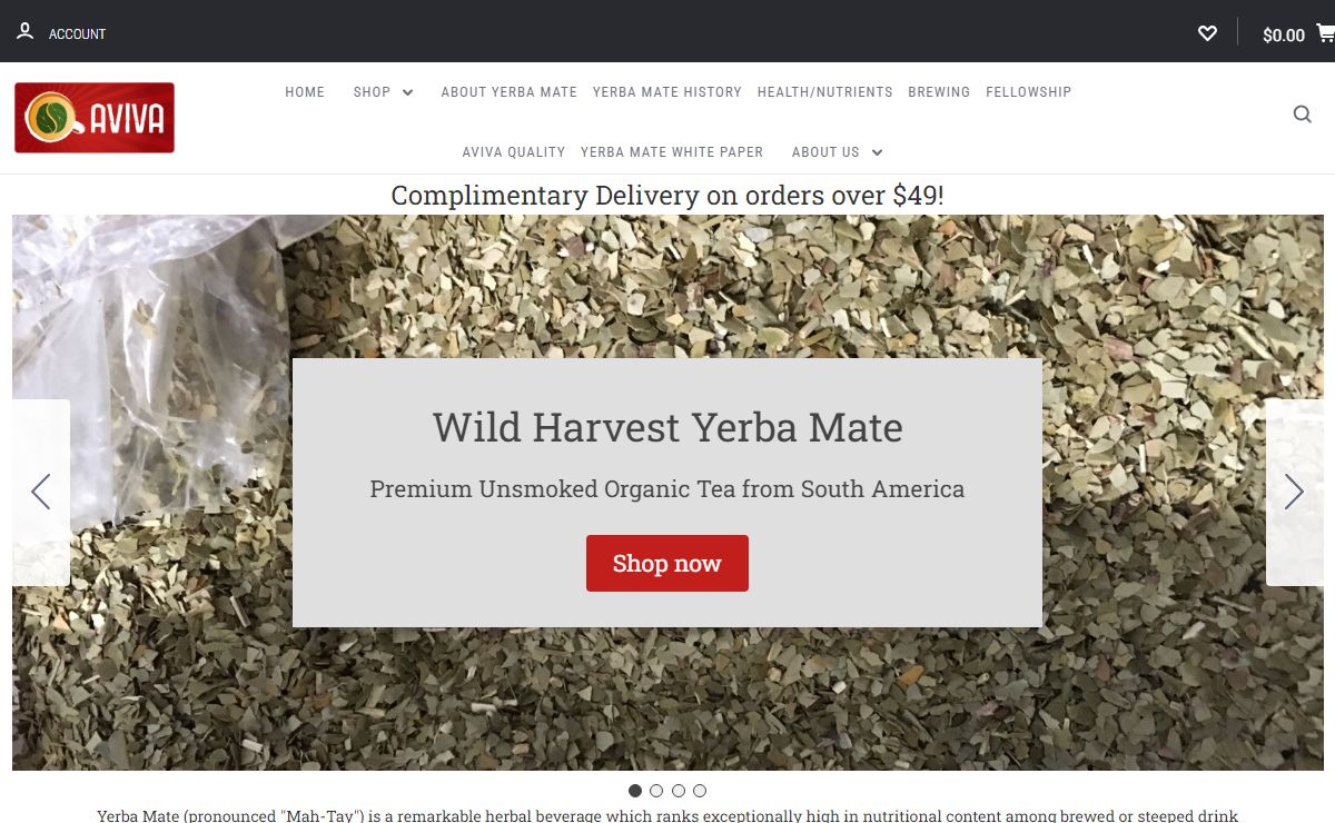 Aviva - Organic, Unsmoked Wild Harvest Yerba Mate since 1999