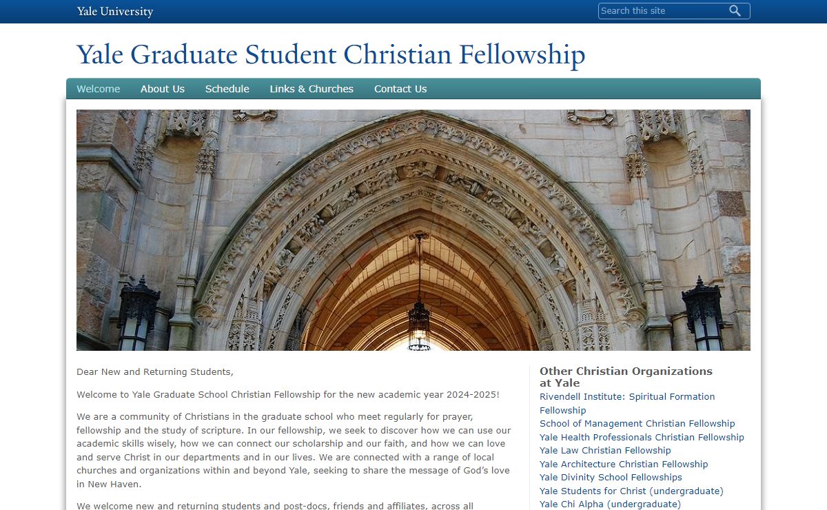 Welcome | Yale Graduate Student Christian Fellowship