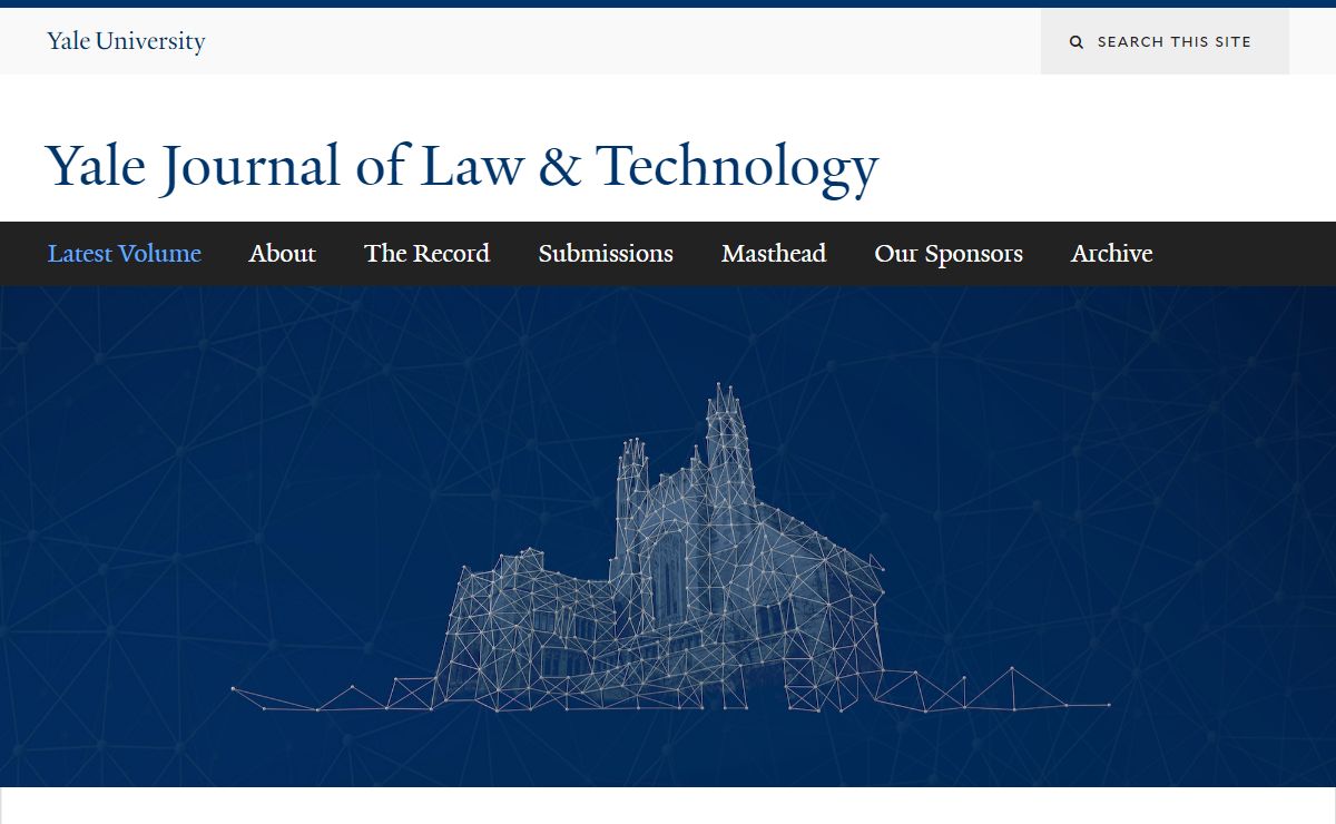 Current Volume | Yale Journal of Law & Technology