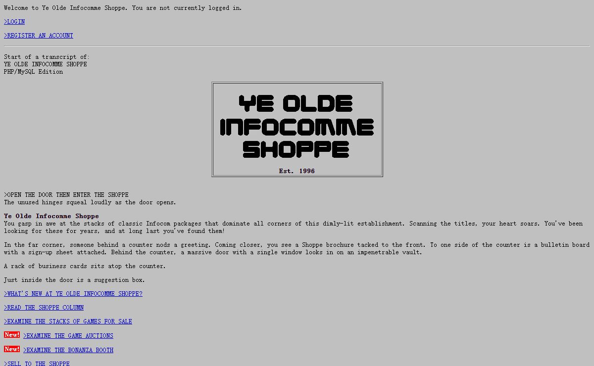 Ye Olde Infocomme Shoppe - Your source for vintage game software.