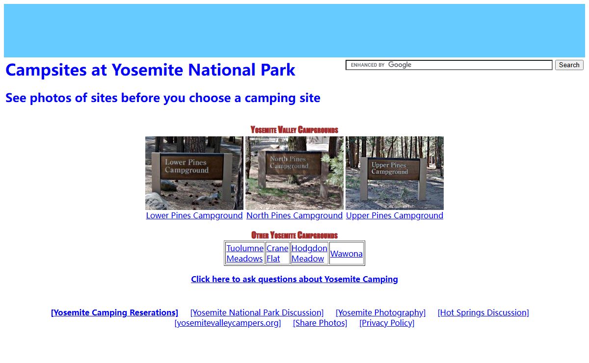Yosemite National Park Camping: Campsite Pictures