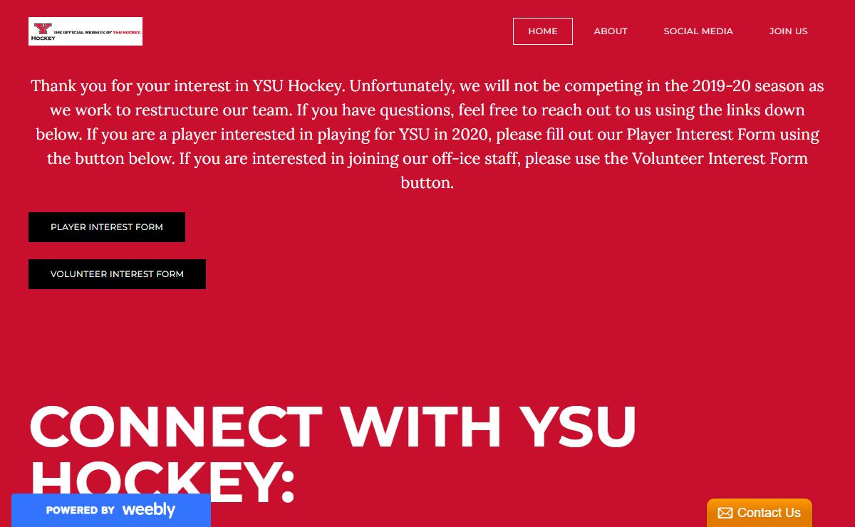 THE OFFICIAL WEBSITE OF YSU HOCKEY - Home