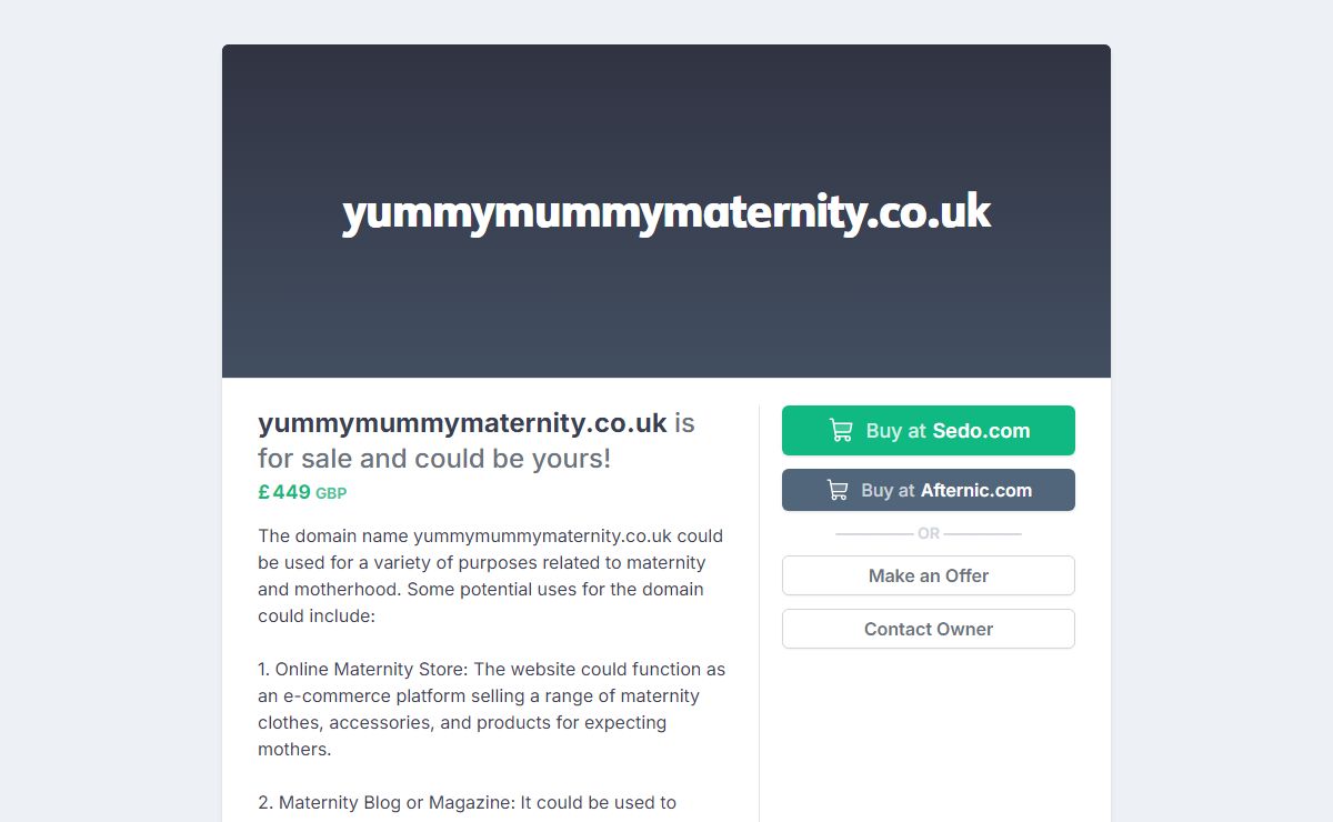 Aftermarket.com | yummymummymaternity.co.uk is for sale and could be yours!