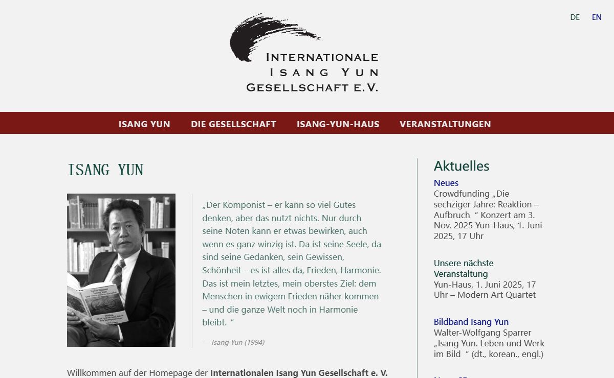 Internationale Isang Yun Gesellschaft e. V. – Isang Yun International Society