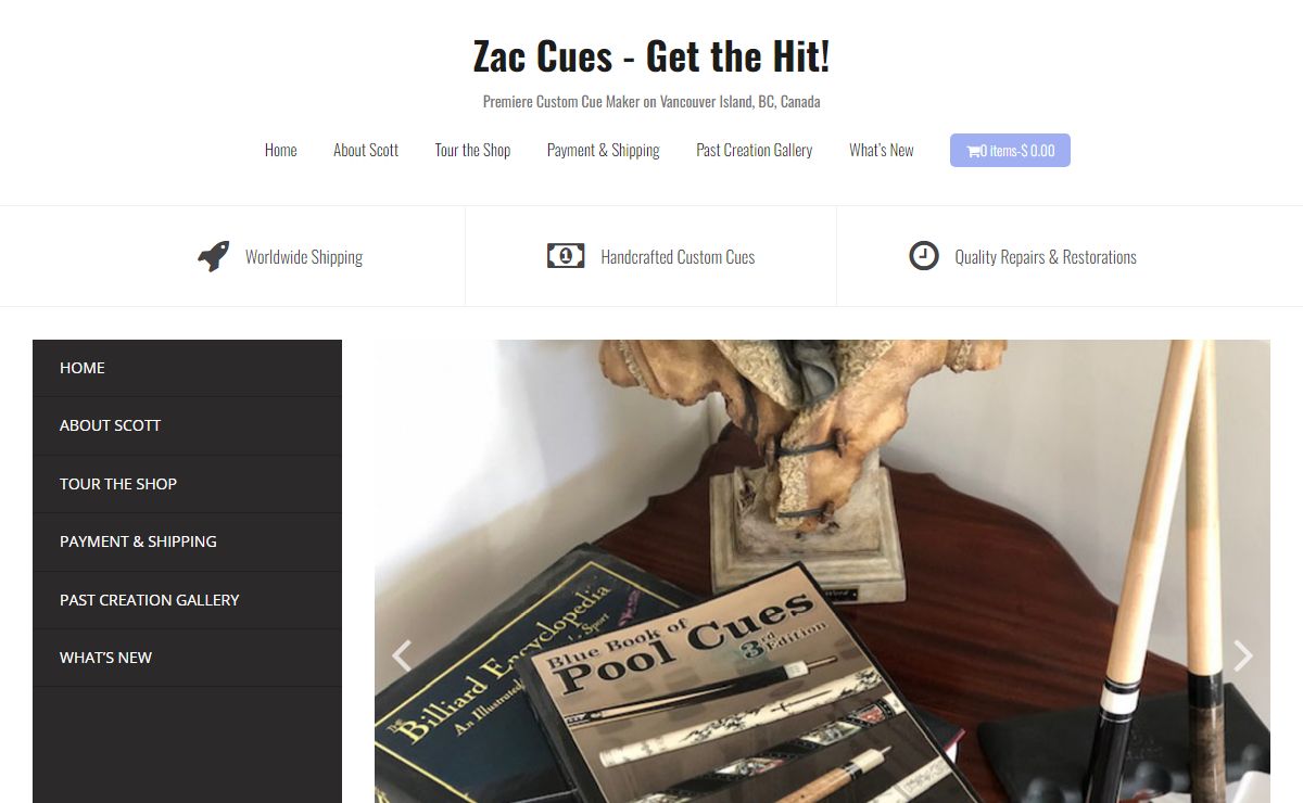 Zac Cues – Get the Hit! – Premiere Custom Cue Maker on Vancouver Island, BC, Canada