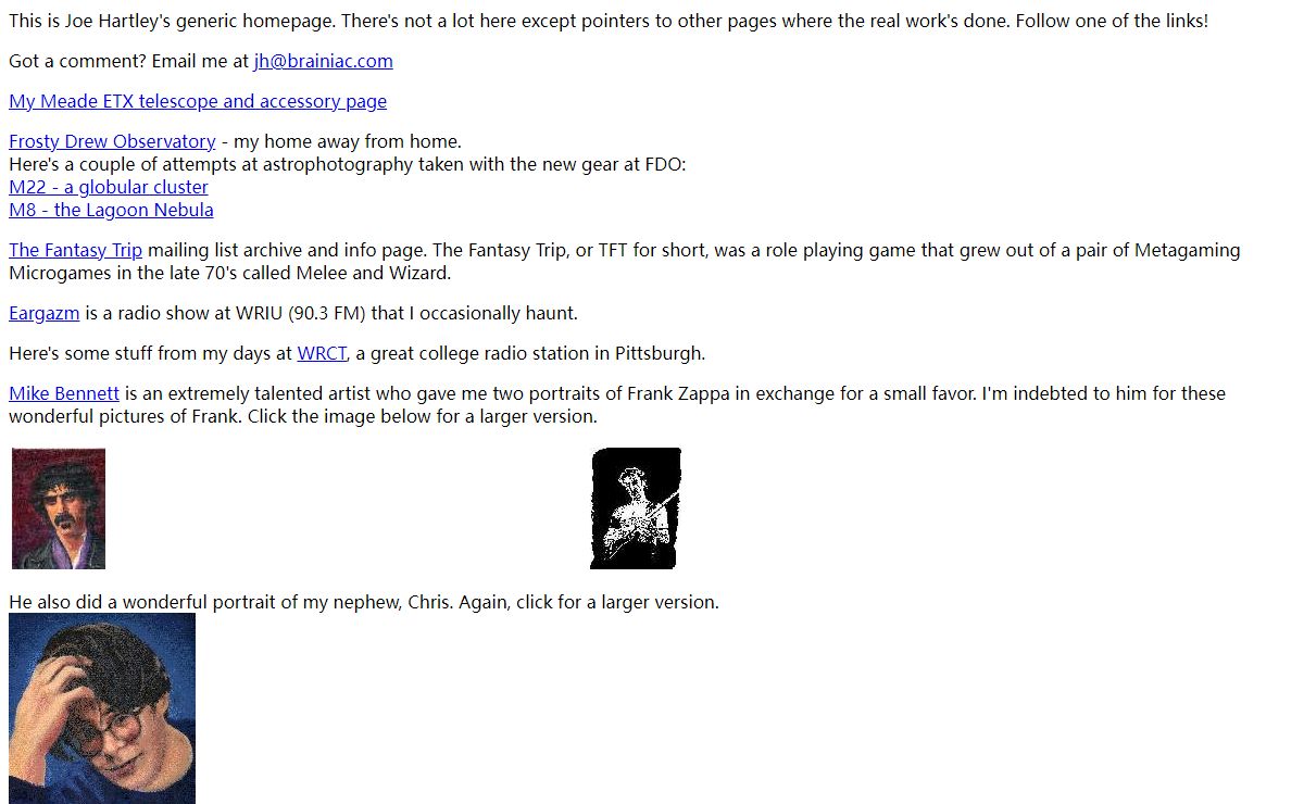 Joe Hartley's generic homepage