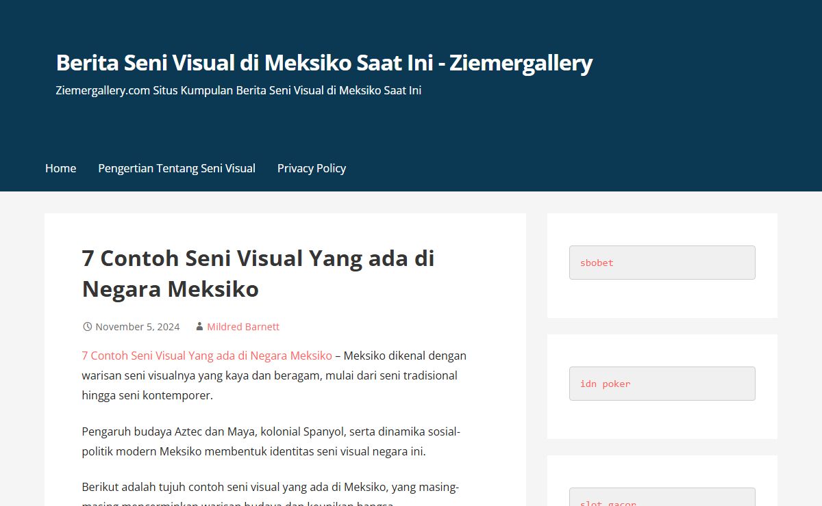 Berita Seni Visual di Meksiko Saat Ini - Ziemergallery