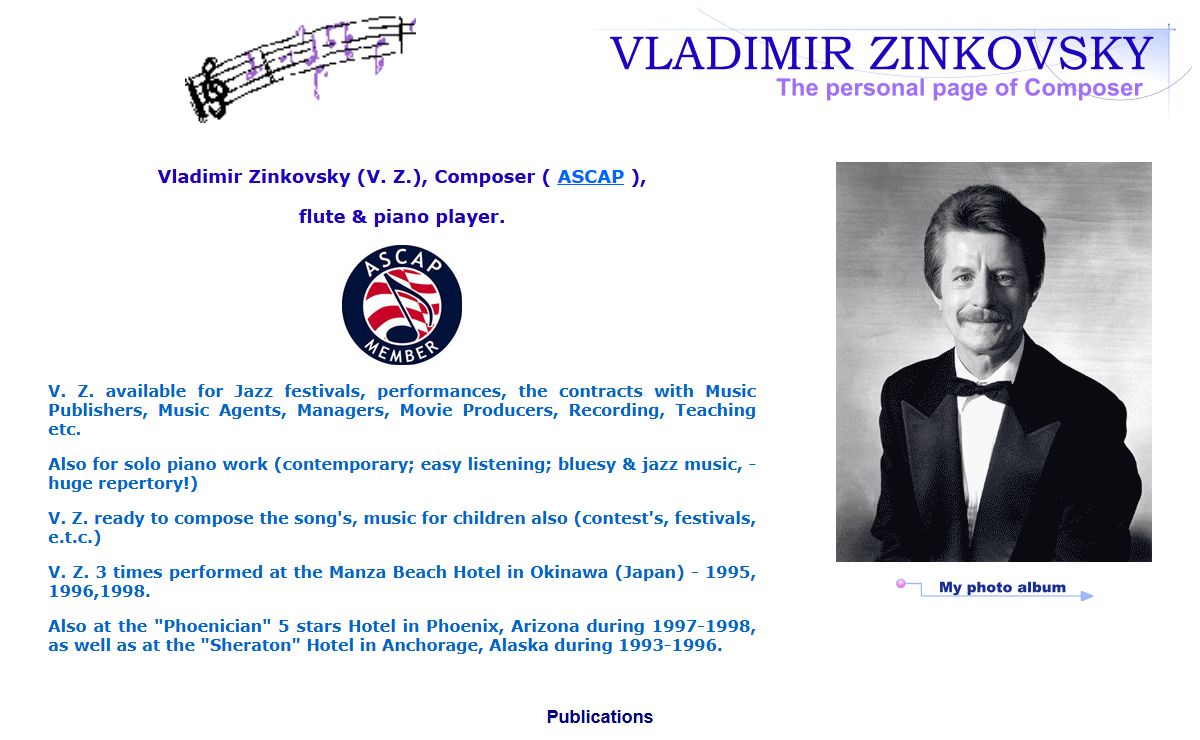 Personal page of Composer Vladimir Zinkovsky