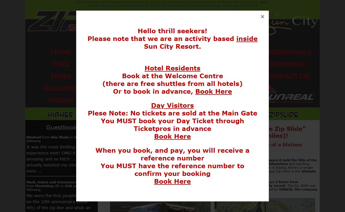 Zip 2000 | The World's Fastest Zip Slide | Sun City in South Africa