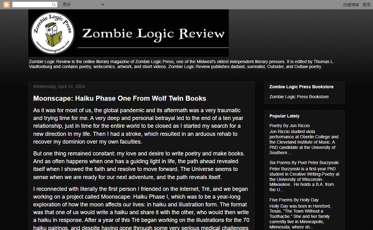 Zombie Logic Review: Poetry For Outsiders and Outlaws