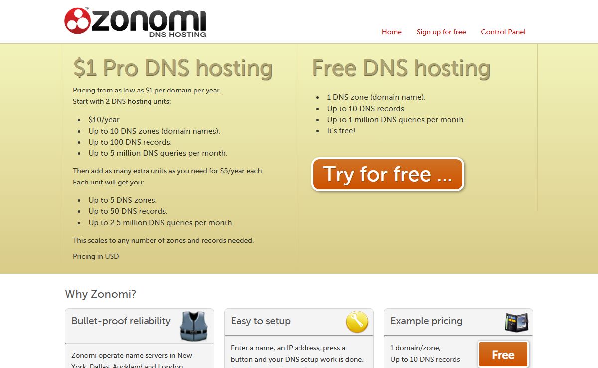 Zonomi - DNS hosting - Zonomi