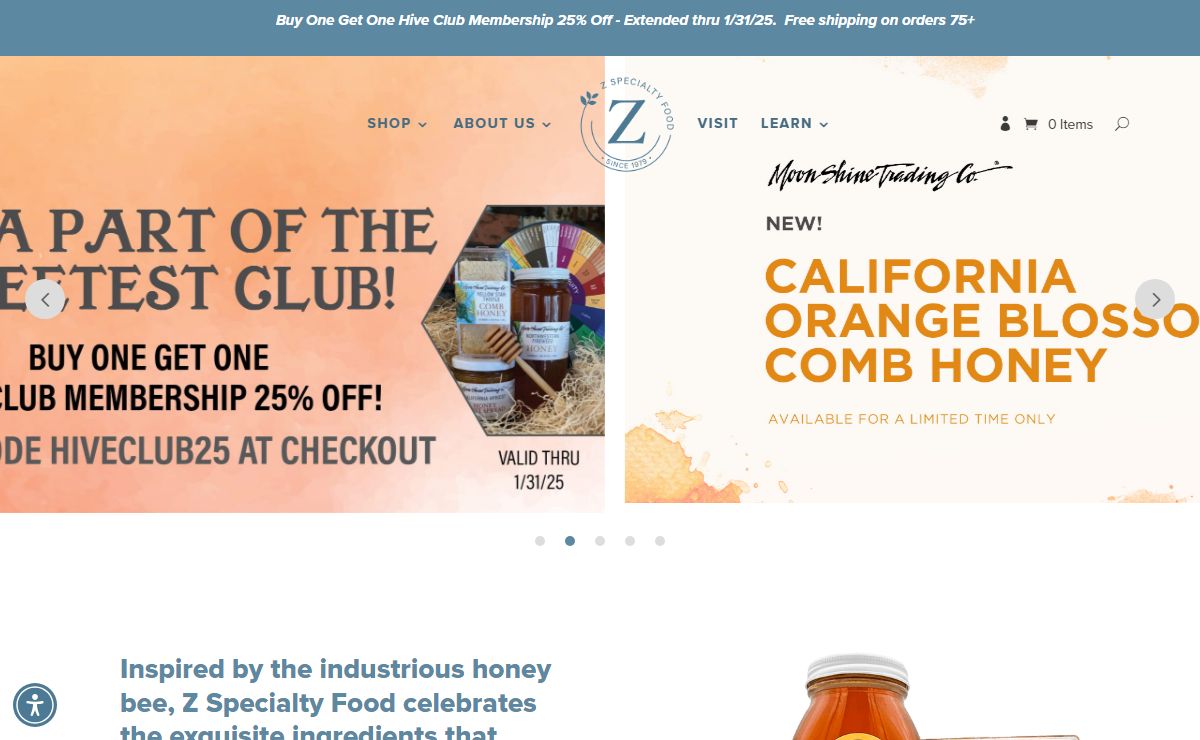 Z Specialty Food | Gourmet Honey, Nut Butters, Honey Straws, Royal Jelly